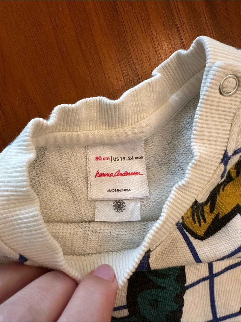 Hanna Andersson boys Kids White Dinosaur Grid Pullover Sweatshirt size 18-24 mth